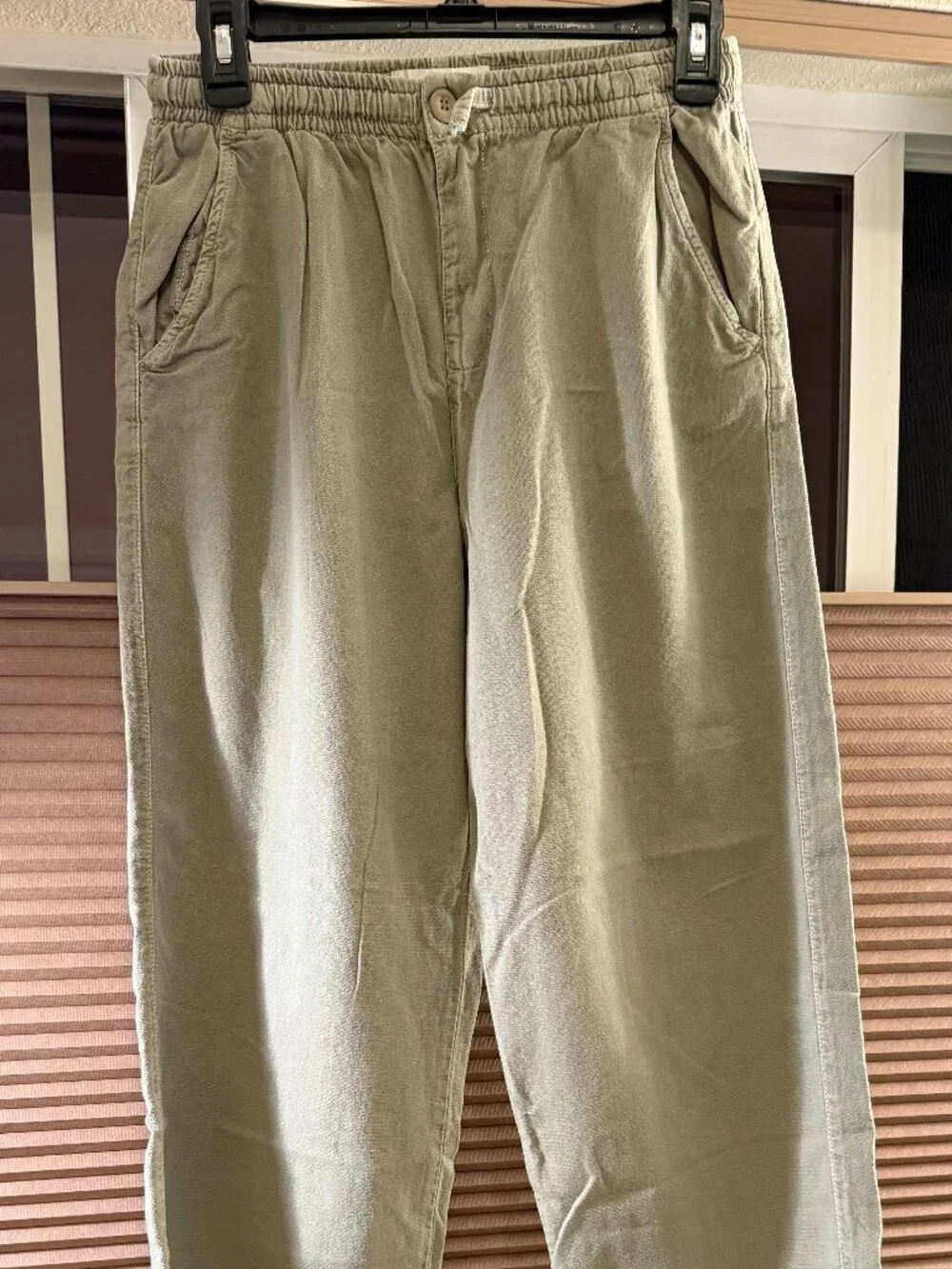 Zara Women’s Sage Green Linen Blend Pull-On Pants